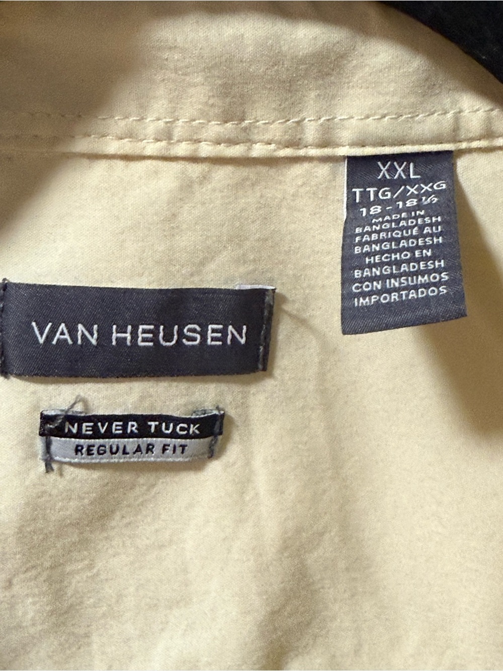Van Heusen Men's Short Sleeve Button-Down Shirt in Pale Yellow-Cream - Picture 2 of 7